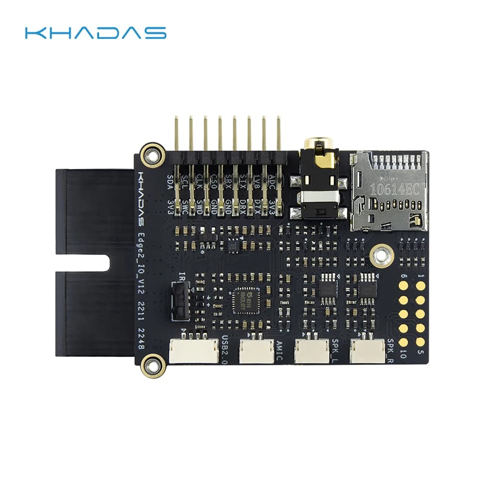 Modulo IO Khadas Edge2 con lettore di schede SD UHS-I, ricevitore a infrarossi a doppio canale, jack per cuffie da 3.5mm, GPIO a 16 pin