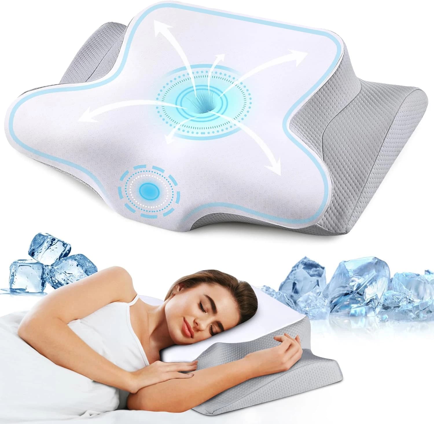 Cuscino cervicale Cuscino ergonomico di supporto per il collo Cuscino in memory foam per contorno ortopedico inodore per il letto dello stomaco posteriore