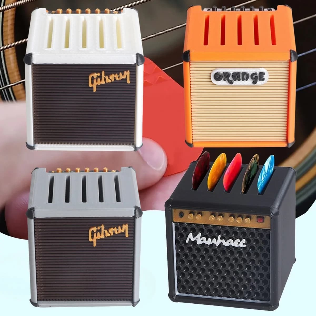 Miwayer Guitar Pick Holder/3D Printed Large-Capacity Portable Amp Shape Guitar Pick Holder w/5 Slots/for Guitar Accessories
