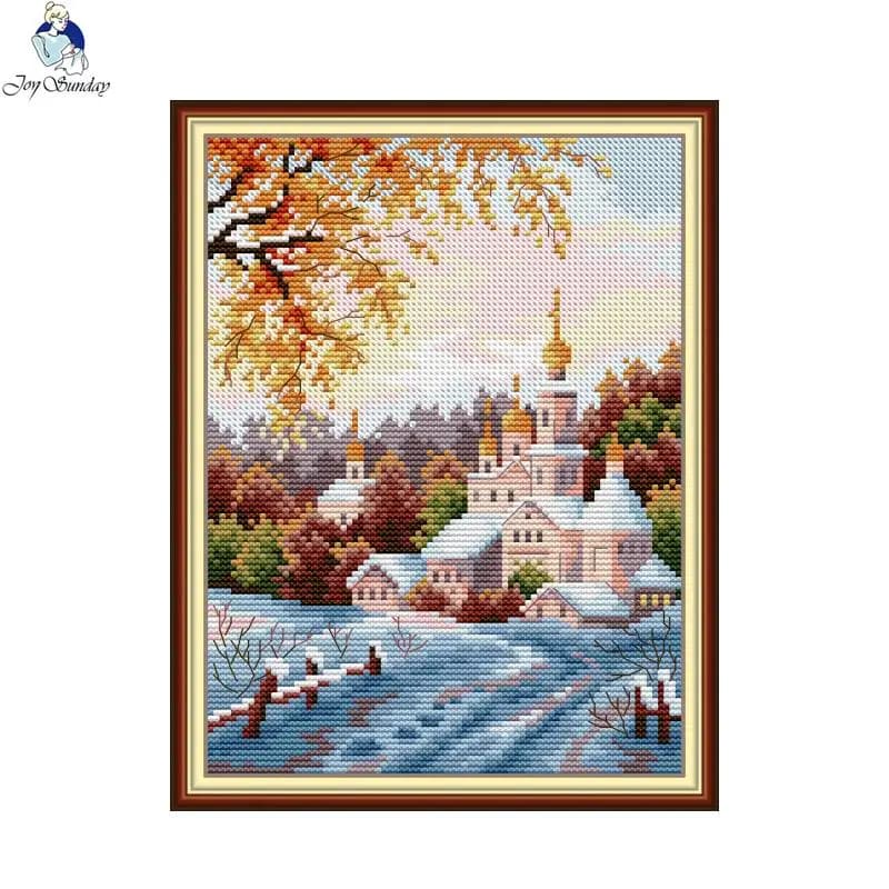 Snowy Mountain friator Scenery Kit punto croce Aida 14CT panno bianco 11CT tessuto stampato ricamo Set da cucito fai da te decorazioni per la casa