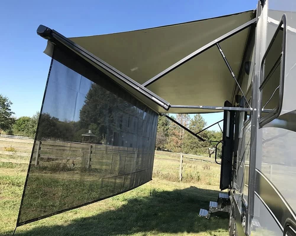 Black Mesh Sunshade UV Sun Blocker,Motorhome Camping Trailer UV Sunblocker Canopy Sunscreen,RV Sun Shade Screen For Awning Side