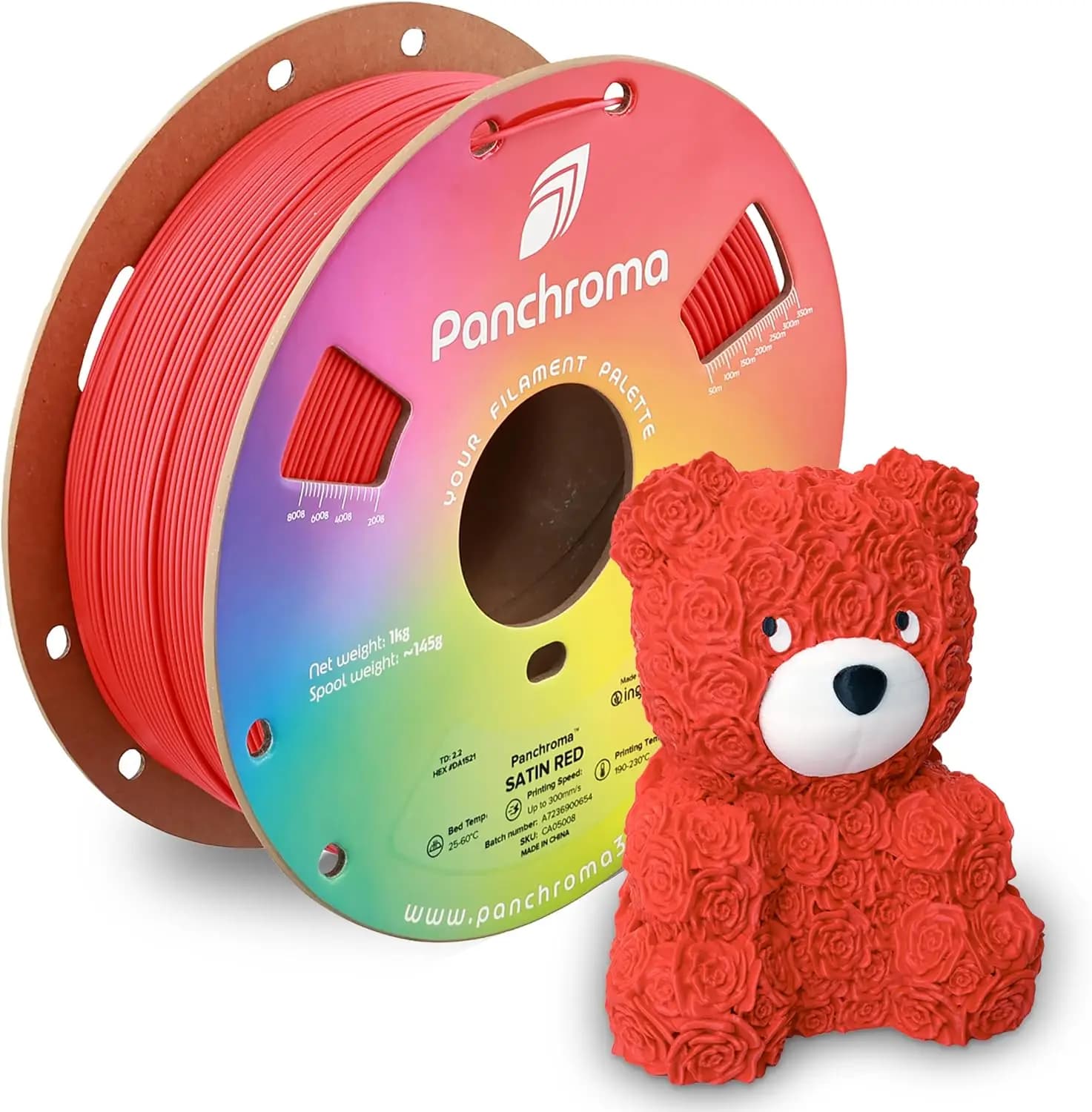 Satin Red PLA Filament 1.75mm, 1kg Spool, Fit Most FDM 3D Printers