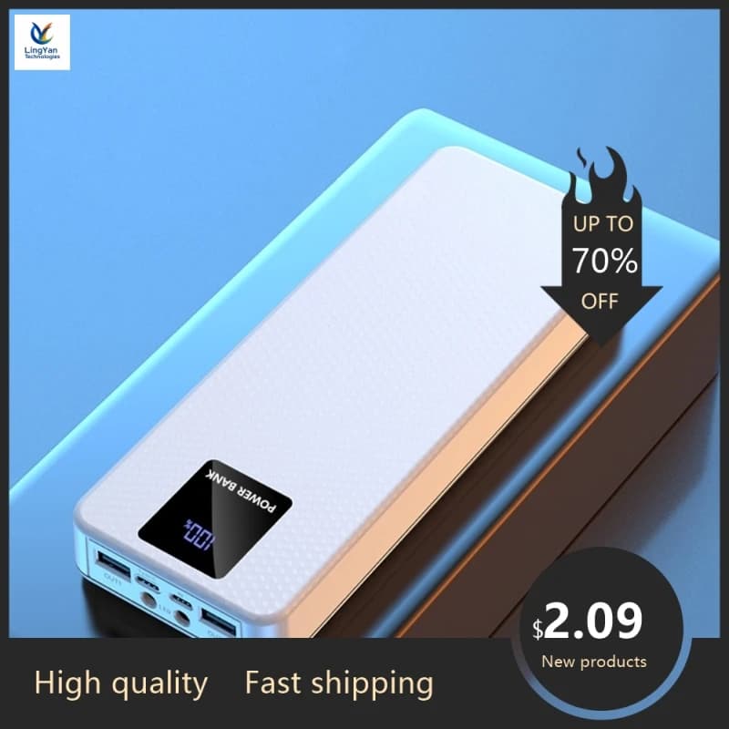 Top 8 x 18650 Custodia portatile per power bank da 20000 mAh 22,5 W Ricarica rapida 4 cavi integrati Tipo C PD Ricarica wireless Richiedi