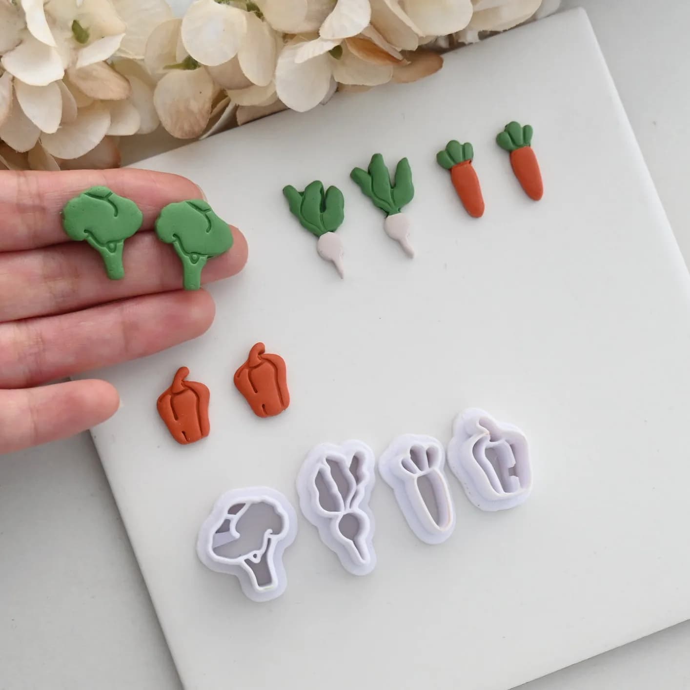 Serie Vegetale / Broccoli / Carota - Taglierina per Argilla Polimerica, Strumento per Modellare Orecchini Fai da Te, Ciondoli e Gioielli