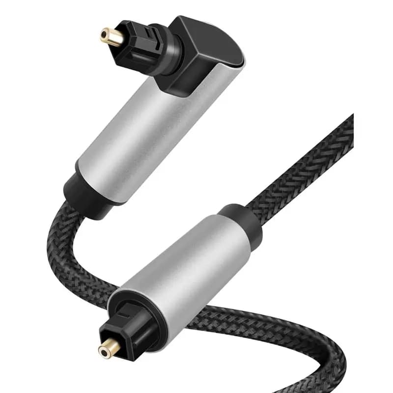 Right Angle 90 Degree Optical Audio Cable, Toslink Digital Fiber Fibre Optic Cable For Soundbar, TV, Home Theater- 2M Length-A86