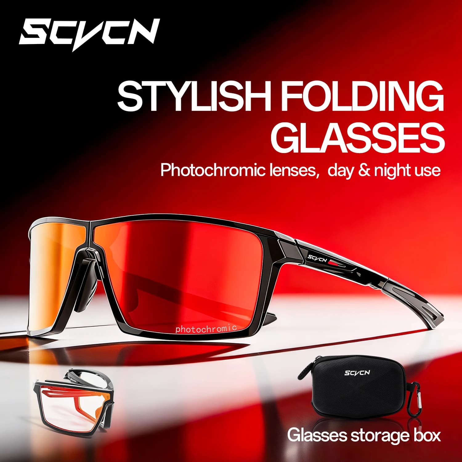 SCVCN Portable Folding Trekking Glasses Men's Sunglasses Photochromatic Cycling Glasses Women's Sports Glasses MTB Racing UV400