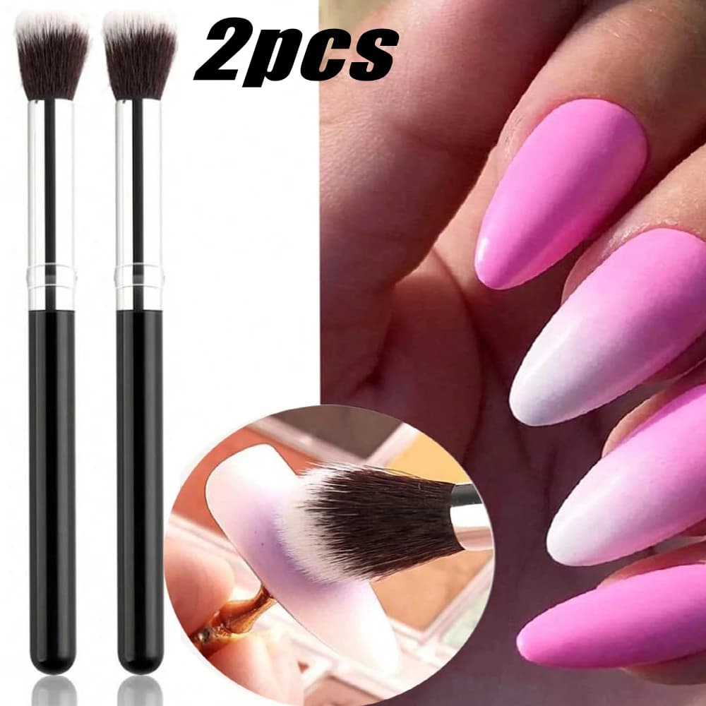 2 pezzi set di pennelli per sbavature sfumate per unghie pennelli ombra manico in legno nero disegno per unghie pennello per pittura gel UV manicure strumenti per nail art
