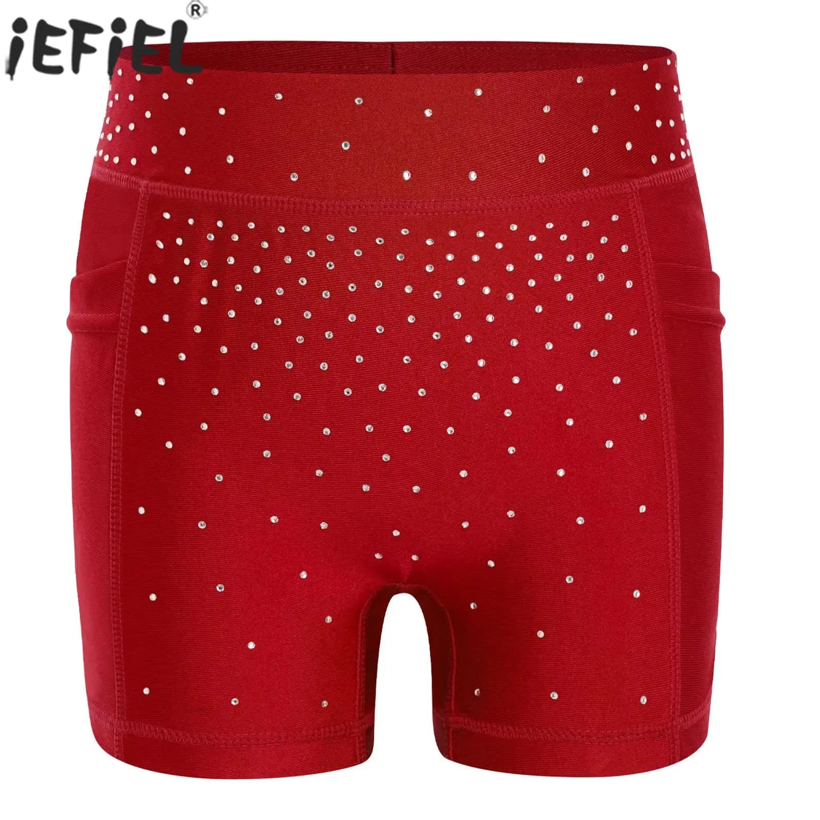Pantaloncini sportivi da ballo per ragazze adolescenti, strass lucidi, elastico in vita, balletto, ginnastica, yoga, ciclismo, allenamento, fitness, leggings