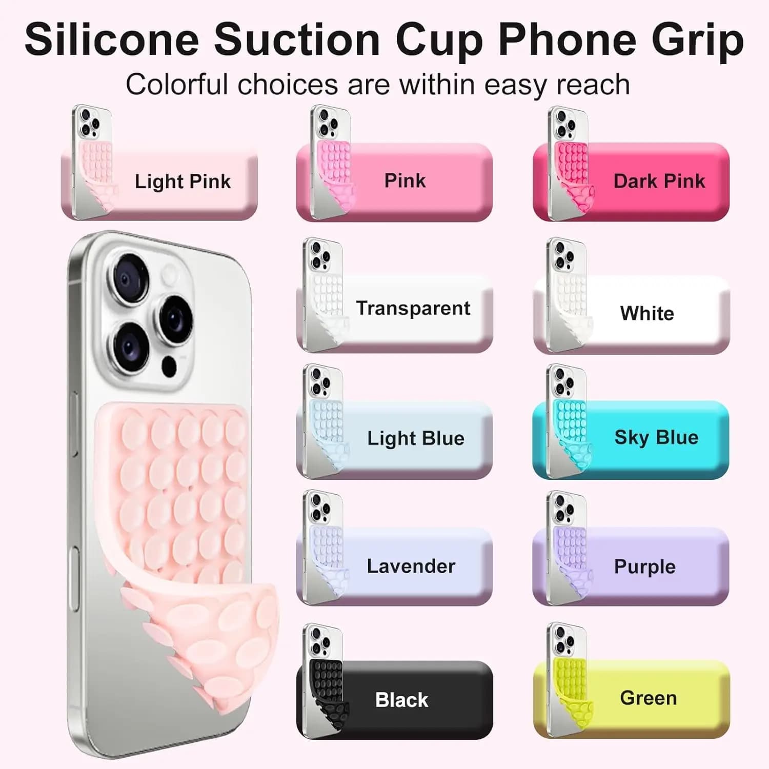 Supporto per telefono in silicone adesivo, 1 pezzo, per selfie e video, con presa forte e mani libere