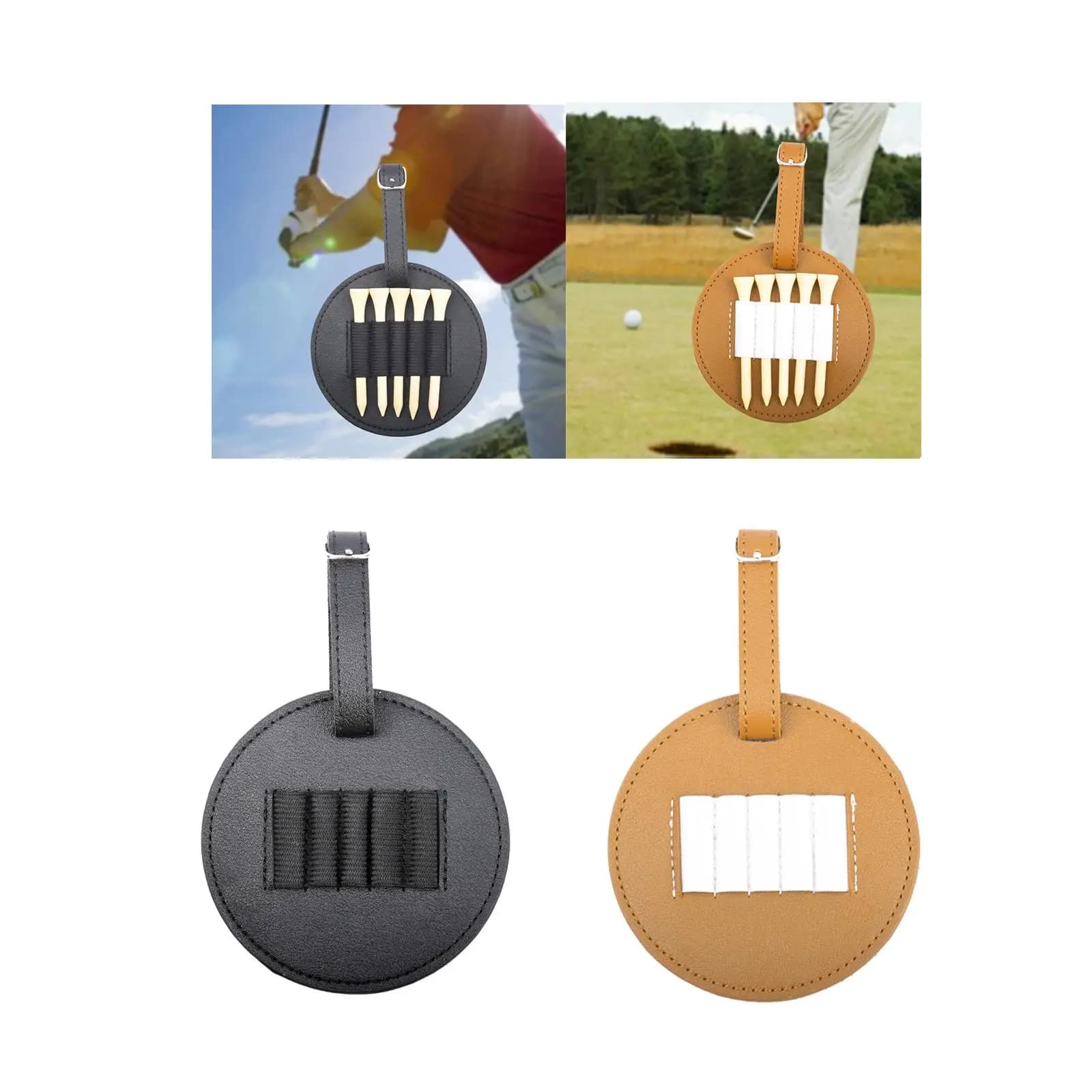 Borsa per magliette da golf Custodia per tee da golf Contenitore Marsupio Regali in pelle PU per golfisti Vetrina per accessori per allenamento da golf