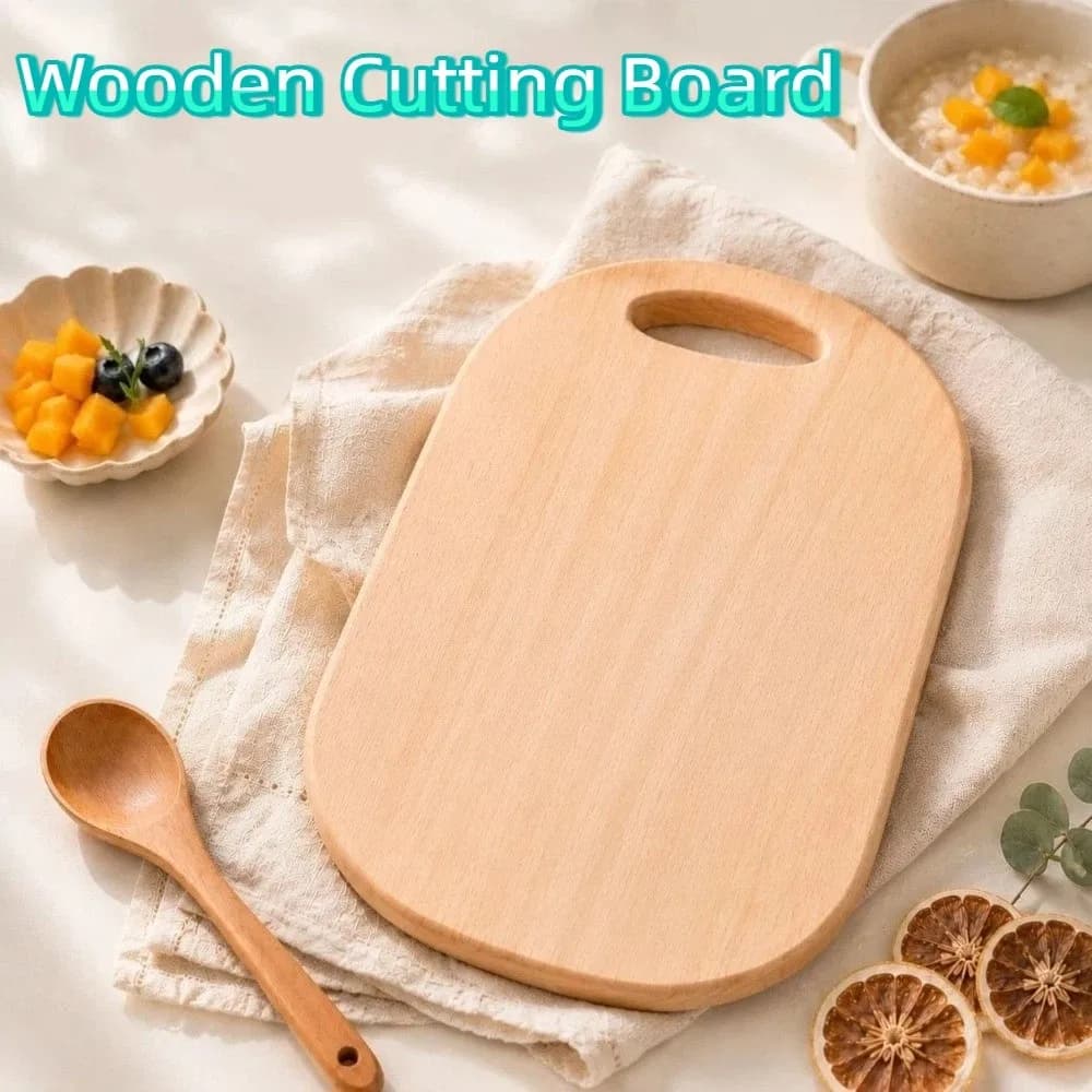 Solid Wood Wooden Cutting Board Thickened Non-Slip Chopping Board Retro Heat-Resistant Bread Cutting Board Vegetable Cutting