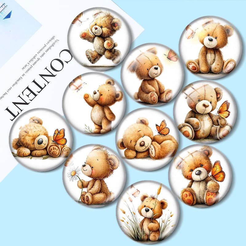 Orso Farfalla 12/18/20/25mm cabochon in vetro collana braccialetto anelli pendenti per gioielli demo orecchini retro Creazione di risultati