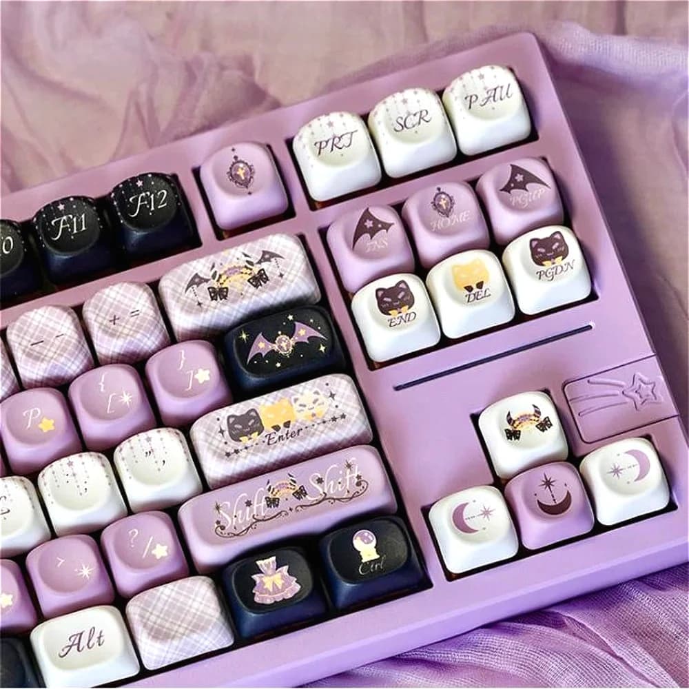 MOA 129 Keys, Magic Girl Keycap Set PBT for 61/75/87/104/108Keys GMK67 Game Mechanical Keyboard