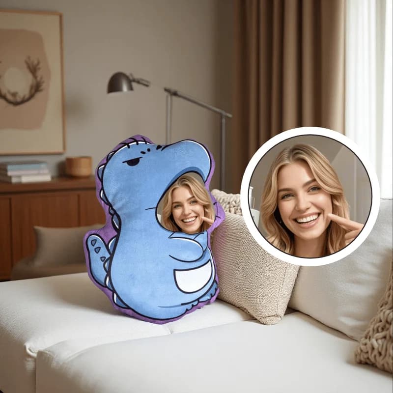 Personalized Photo Face Pillow - Custom Face & Name/Text/Message, Plush Soft Stuffed Animal-Style Cushion with Your Own Picture,