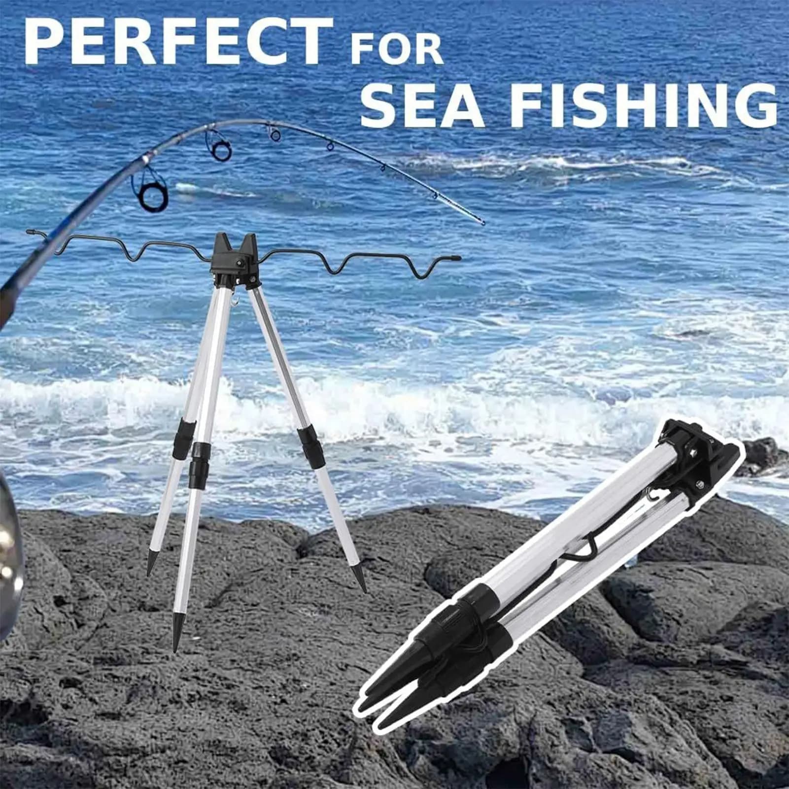 Supporto per canna da pesca Treppiede in lega di alluminio Supporto per staffa telescopica Telaio di supporto per canna da pesca Treppiede portante per canna da pesca