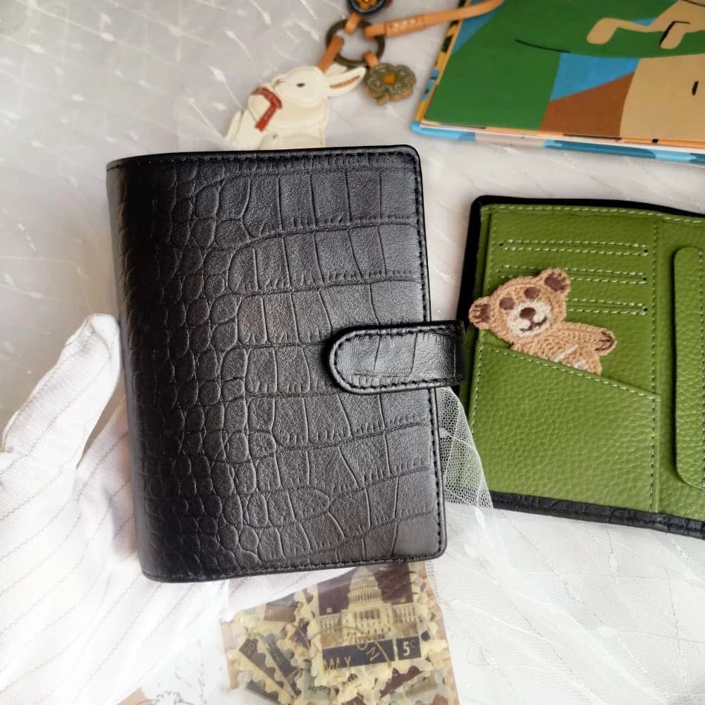 Genuine Leather 5Rings A8 Mini M5 Loose-Leaf Hand Account Notebook Wallet Portable Notepad Agenda Organizer Cowhide Diary Jour