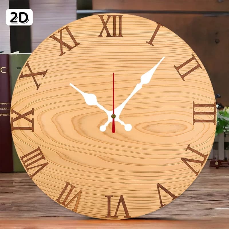Wooden round silent suspended wall clock with Roman pine wood numbers, for living room, office, study room, bedroom, home decoration