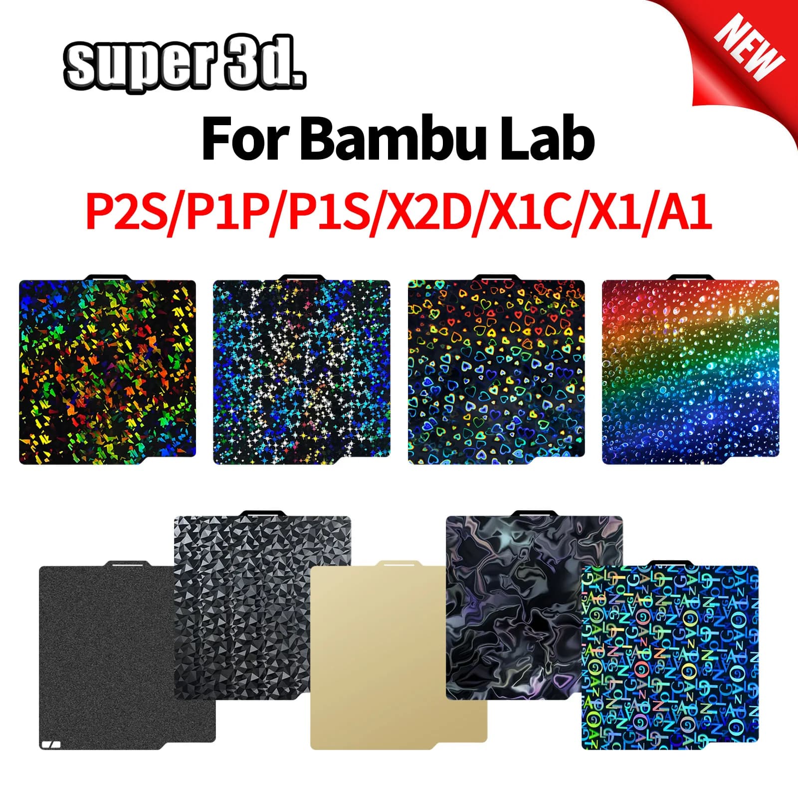 Foglio PEI per piattaforma di stampa Bambulab 257x257mm, lamiera in acciaio armonico X2D, piattaforma di stampa P2S A1 X1C P1S, piattaforma di stampa 3D per stampanti Bambulab