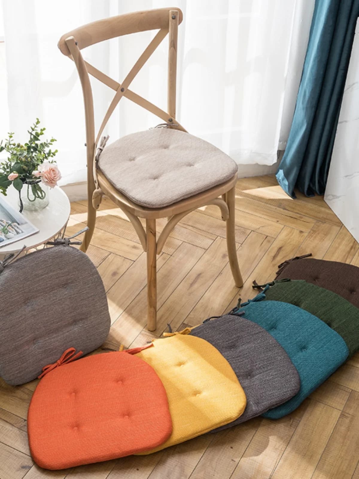 Cuscini per Sedie in Cotone e Lino per Uso Domestico, Imbottiture Antiscivolo a Forma di Zoccolo per Sedie da Pranzo per Studenti, Universali per Tutte le Stagioni