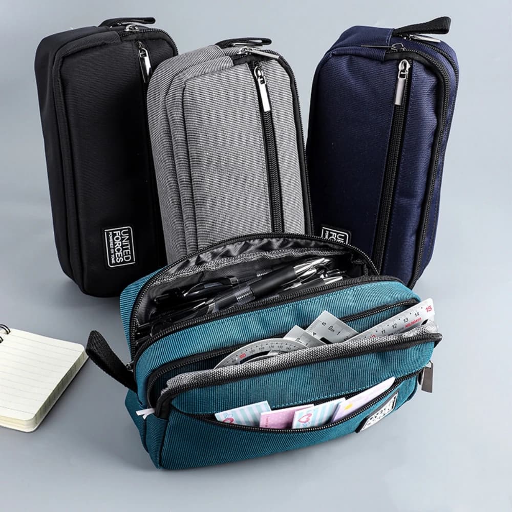 astuccio portatile a tre strati di grande capacità astuccio per penne in tela per ragazzi borsa per forniture per ufficio scolastico borsa per cancelleria impermeabile