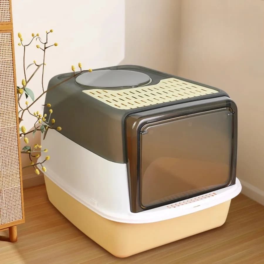 1pc Lettiera per gatti da interno Scatola chiusa per cacca di animali domestici Resistente alla sabbia e agli spruzzi Toilette aperta per gatti Lettiera per gatti con coperchio superiore rimovibile