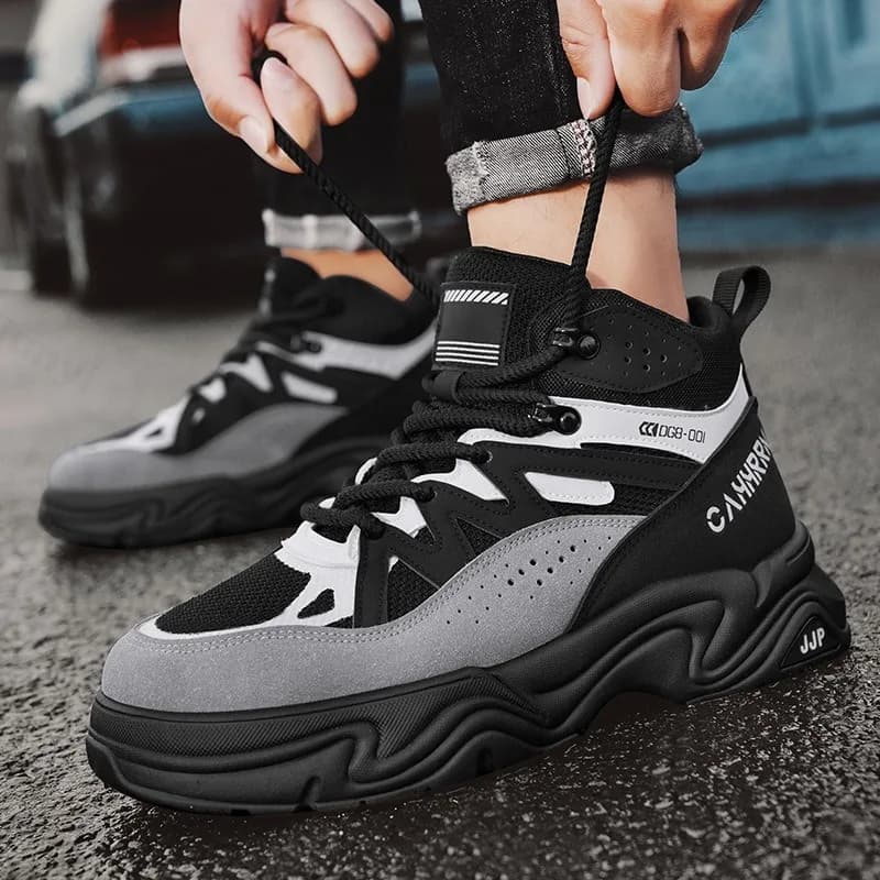 2025 Autumn New High Top Fashion Versatile Thick Soled Casual Shoes for Man Mesh Breathable Comfortable Niche Chunky Short Boots