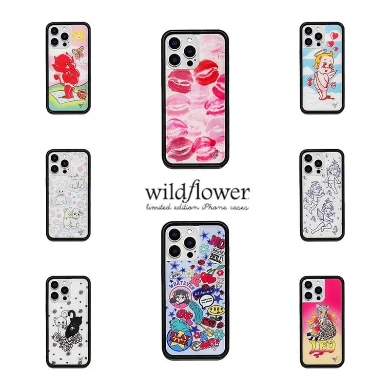 Custodia per telefono Wildflower ins con stampa labbra rosa sexy per iPhone 17 16 15 14 12 13 Pro Max Plus, Cover WF Cartoon Cupido Ragazzi Ragazze