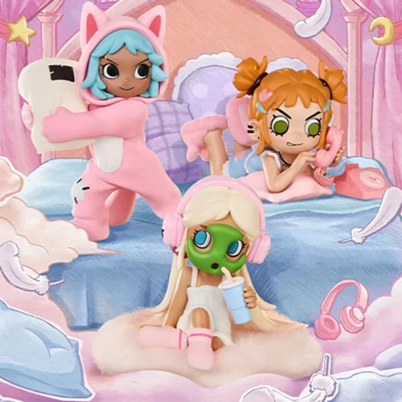 POP MART Lil Peach Riot SLEEPOVER Serie Cieco Scatola Giocattoli Sorpresa Scatola Mistero Kawaii Anime Action Figure Bambole Ragazze Regalo