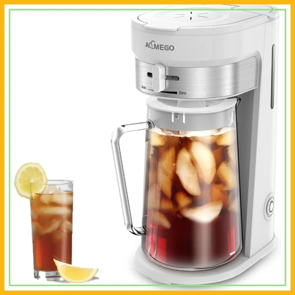 Macchina per Caffè e Tè Freddo con Caraffa in Vetro da 2,5 Litri, Selettore di Forza Scorrevole, Filtro Riutilizzabile