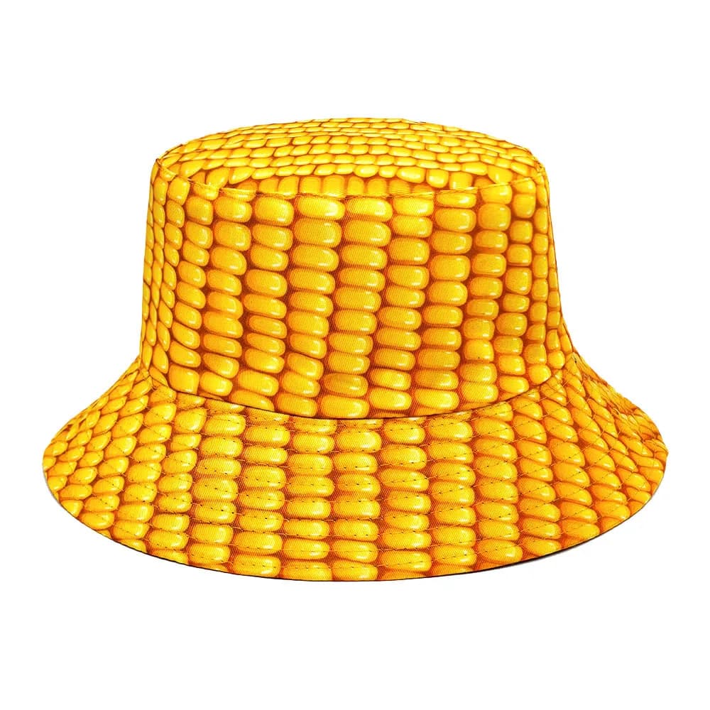 Funny Yellow Corn Pattern Bucket Hat Women Summer Beach Outdoor Travel Sunscreen Fisherman Hat Lady Fashion Decorate Sun Panama
