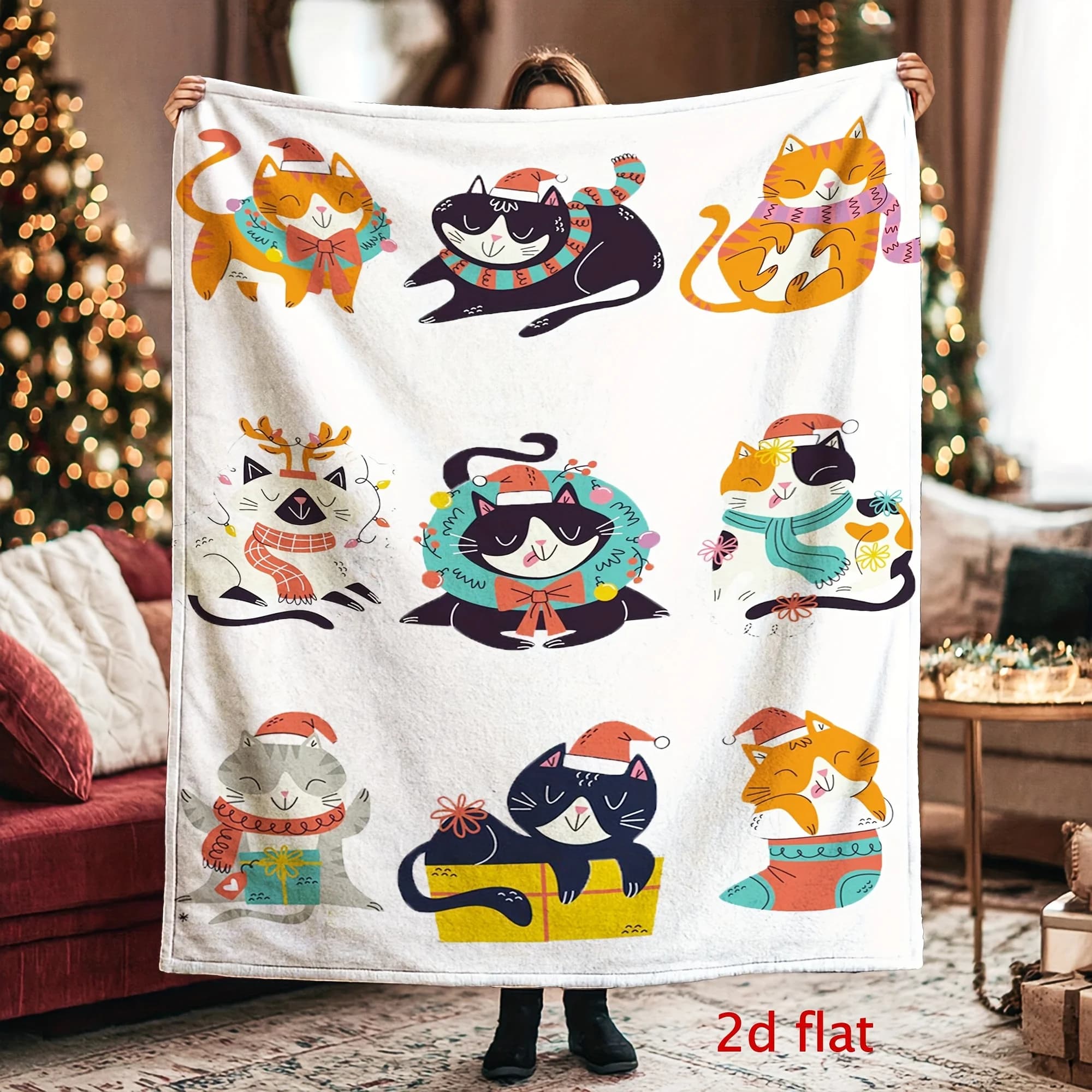 Interessanti modelli di volti di gatto Coperta stampata in flanella adatta a tutte le stagioni adatta per divano da ufficio e viaggi nel soggiorno