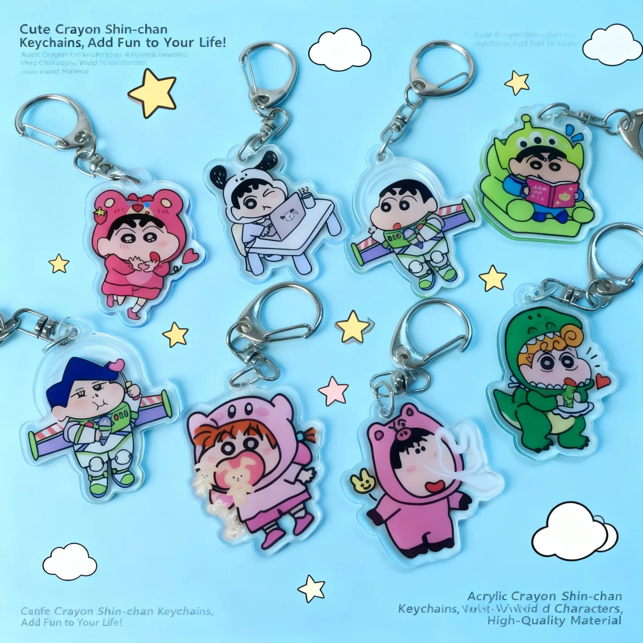 Acrylic Keychain with Characters by Buzz Lightyear, Crayon Shinchan, Dinosaurs, Pochacco, Accessories for AirPods, Figurine Aime by Toy Story