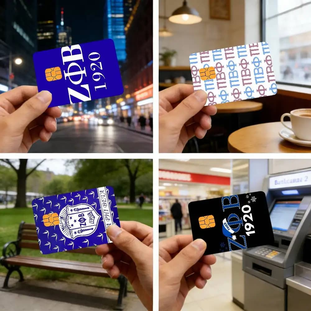 Adesivi per carte di credito con logo Z-zeta, B-beta, P-phi, carte bancarie, carte per il trasporto pubblico, pellicola protettiva impermeabile e resistente ai graffi