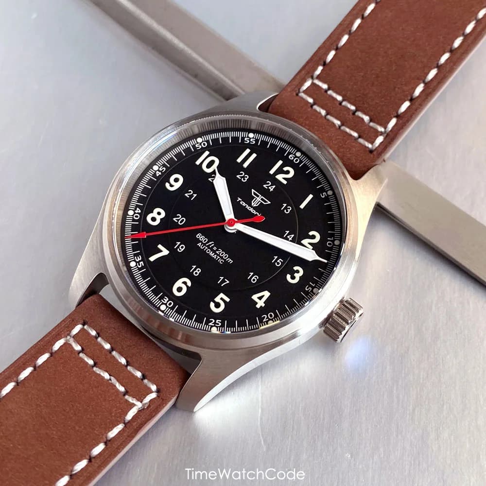 Tandorio MIYOTA8215 Automatic Pilot Watch for Men Mechanical PT5000 Diving Watches Sapphire Crystal 20BAR Waterproof 39mm