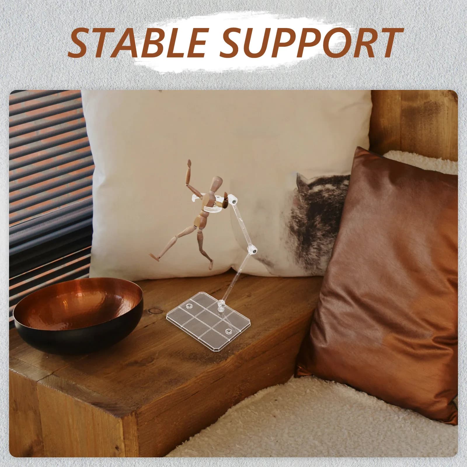 3Pcs Clear Acrylic Action Figure Supports Adjustable Waist Clamp Stable Display Stands for Anime Figures Miniature Mannequins