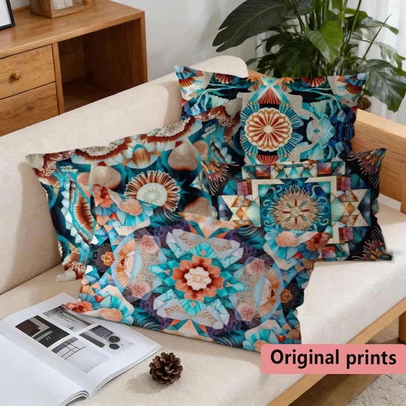 Bohemian Ocean Floral Pillow Covers Suitable For Sofa Bedroom Car Pillow Cover Cushion Rectangular Back Cushion