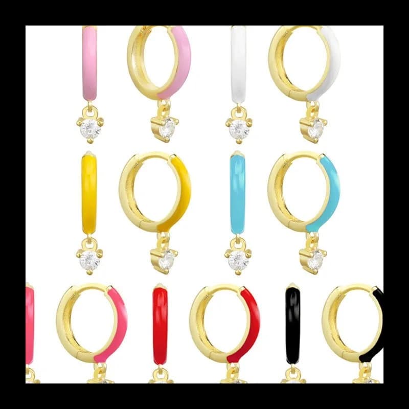Orecchini con zirconi singoli semplici dal design di nicchia Orecchini con zirconi di fascia alta di lusso leggeri e alla moda multicolori
