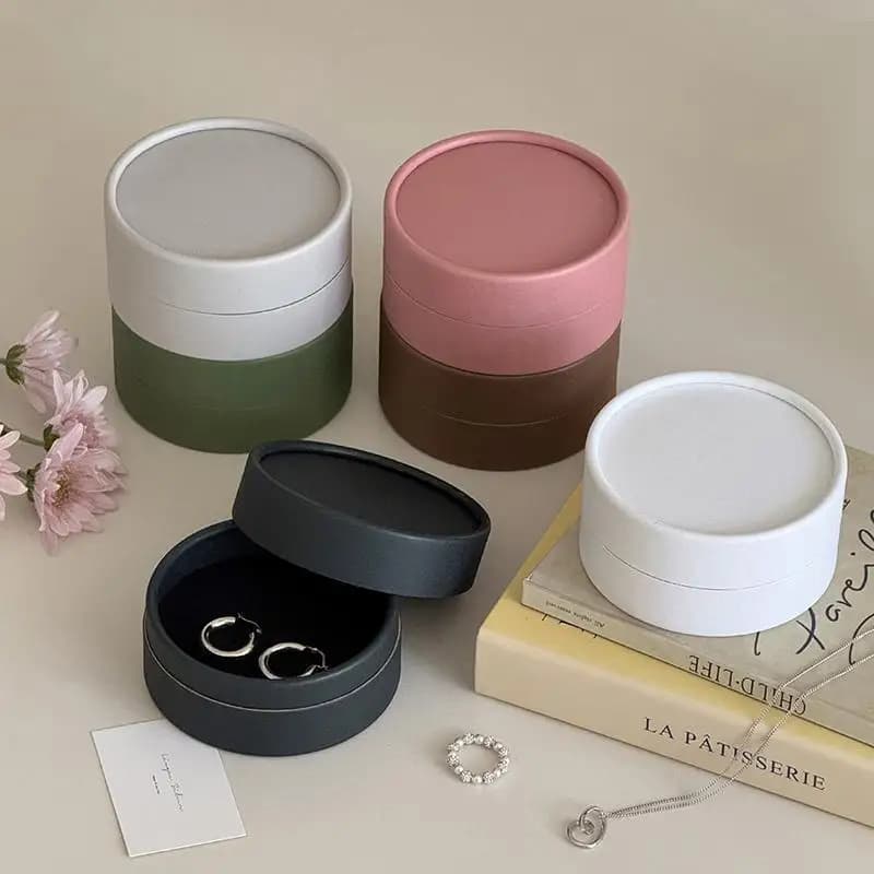 Round Paper Jewelry Storage Box Slotted Earrings Organizer Minimalist For Daily Festivals Home Gifting
