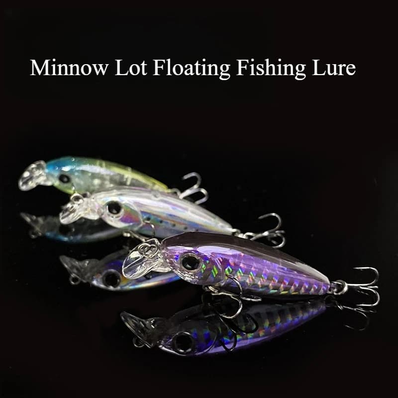 Esca esca galleggiante acqua mini 3D-anture occhi pesciolini pesca doppio anello piatto strisce bianche flusso d'acqua dolce esca finta bionica
