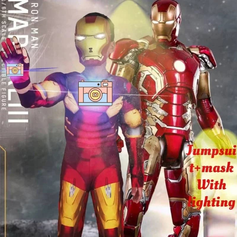 Nuovo Anime Periferia Bambini Cosplay Avengers Film Hot Costume di Halloween Iron Man Natale Regalo di compleanno per bambini Con lighti # 1 # W
