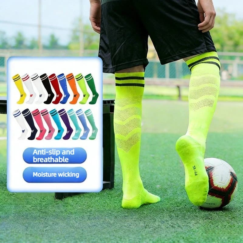 Soccer Socks with Anti Slip Design Breathable Moisture Wicking Athletic Stockings for Football Training and Match