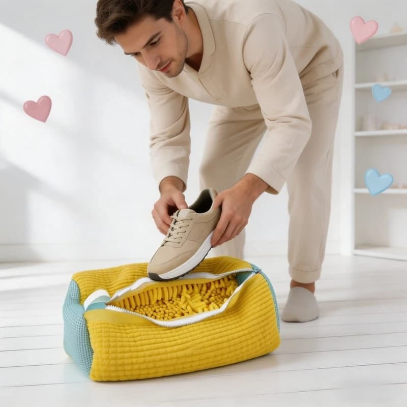 Set di 4 Sacche Resistenti per Lavaggio Scarpe con Spazzola per Tutti i Tipi di Calzature, Uso Quotidiano Domestico