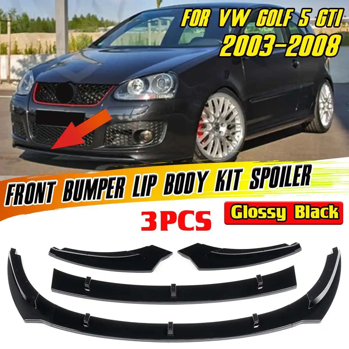 MK5 GTI Car Front Bumper Splitter Lip Diffuser Body Kit Spoiler Protector Cover For Volkswagen For VW For Golf MK5 GTI 2003-2008