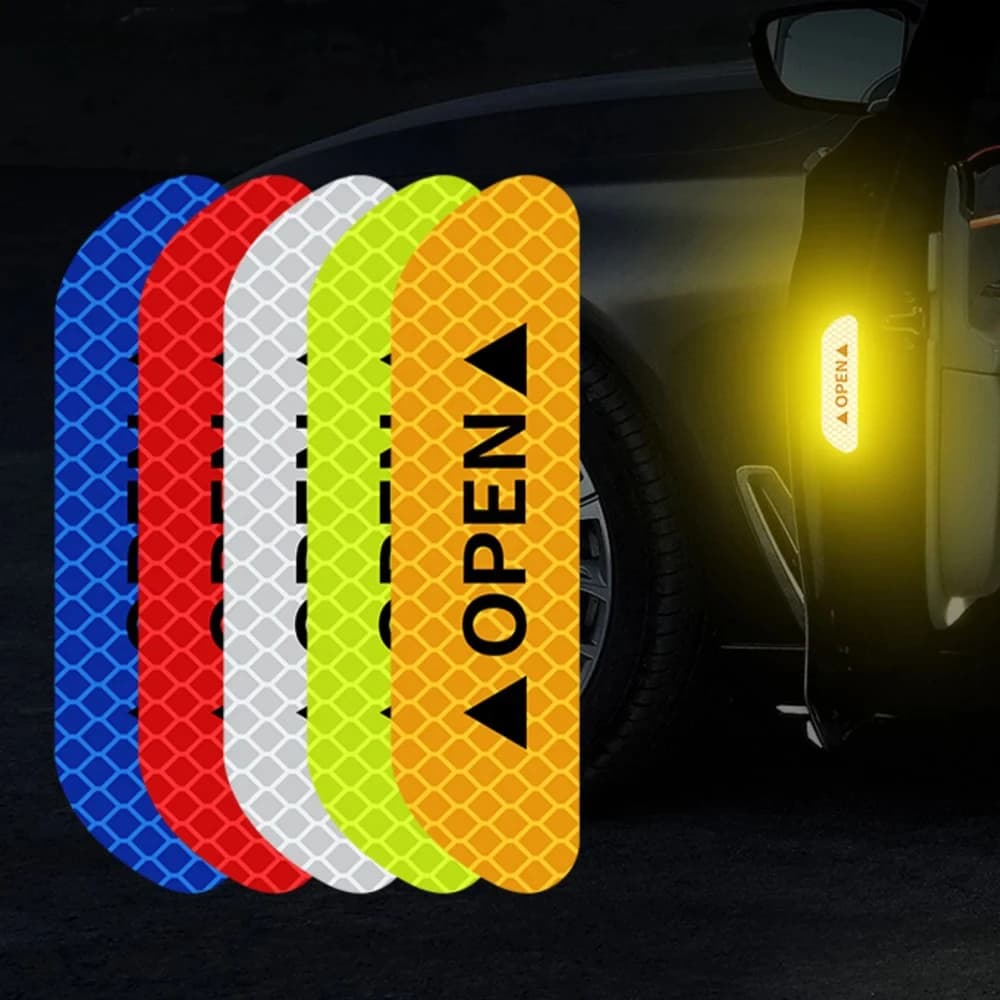 4 pezzi adesivo riflettente per portiera auto apertura di sicurezza avviso nastro riflettente decalcomania accessori auto adesivo riflettente interno esterno
