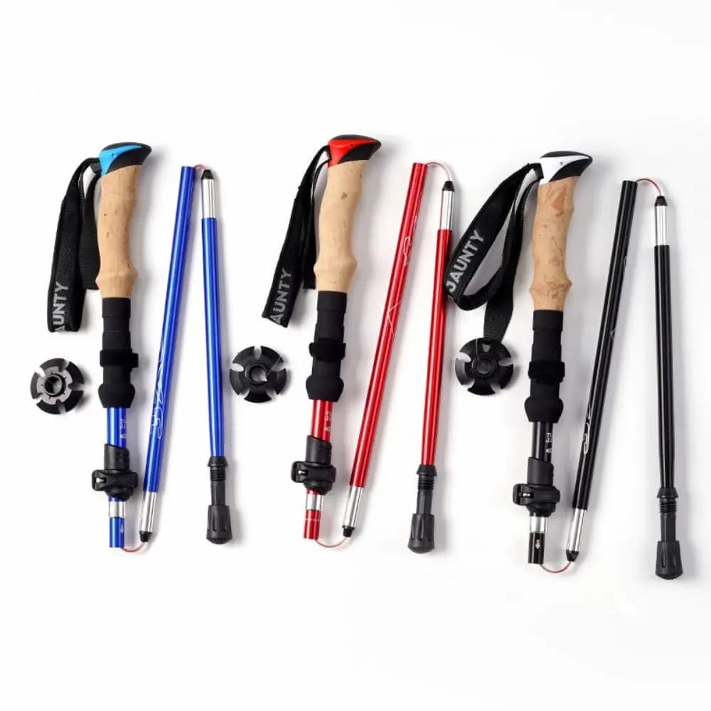 Aluminum Outdoor Trekking Poles EVA 5 Section Walking Sticks Folding Quick Adjustable Locks Wading Staff Hiking Equipment