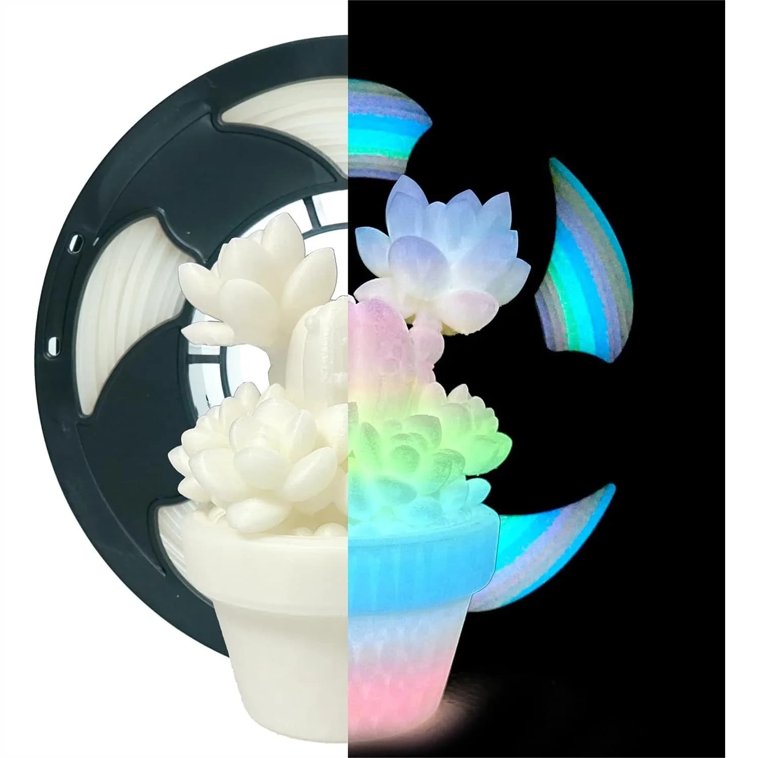 Filamento PLA Arcobaleno Luminoso 1.75mm, Filamento per Stampante 3D Fluorescente, Bobina Piccola da 0.25kg per Stampanti FDM