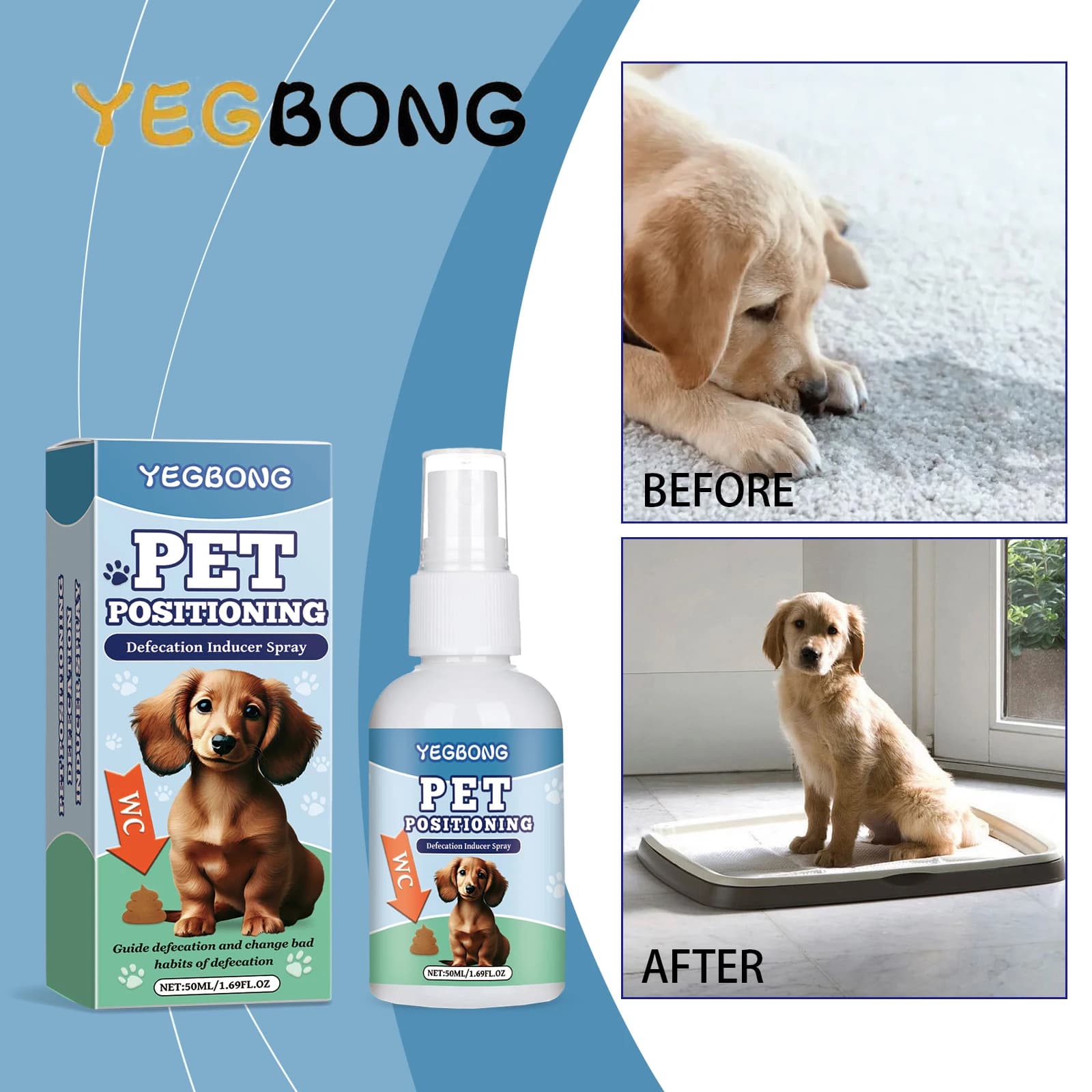 YEGBONG Spray da addestramento per vasino per animali domestici da 50 ml con profumo delicato e attrattivo, formula ipoallergenica non irritante per cani e gatti