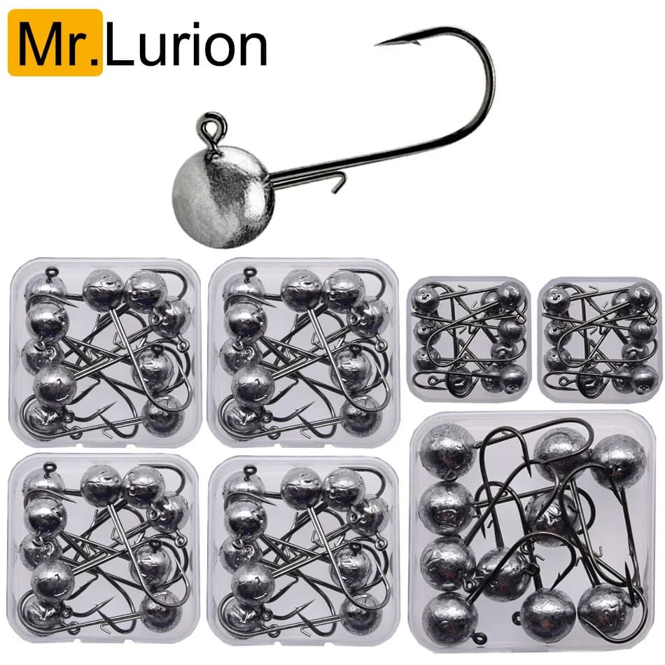 MrLurion Pack Box 2g 3g 5g 7g 10g 12g 16g 20g hook with jig head for fishing gear, hook with crank carbon bait for soft worm