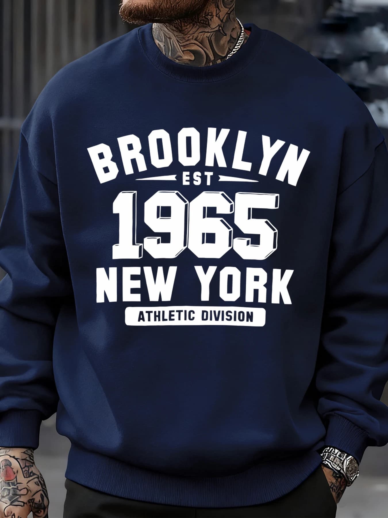 Brooklyn 1965 New York Stampato Felpa da uomo Hip Hop Moda Abbigliamento sportivo Girocollo in pile Pullover Abbigliamento casual oversize