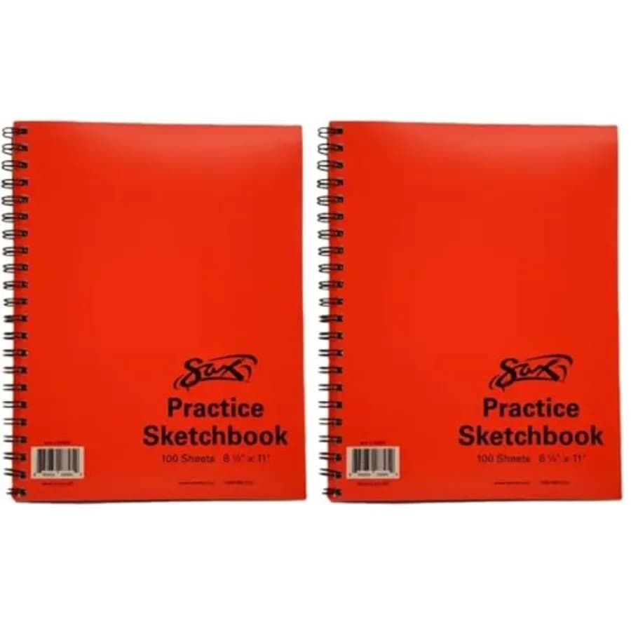 457568 Spiralbound Practice Sketchbook - 8 1/2 x 11 Inch - 100 Sheets per Pad - White Pack of 2